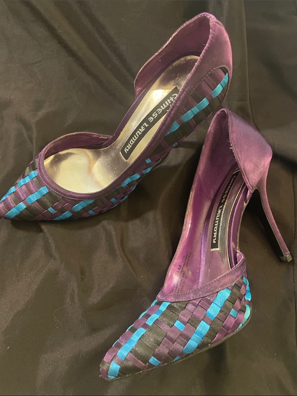 Chinese Laundry Purple and Teal Woven Pointed-Toe Heels